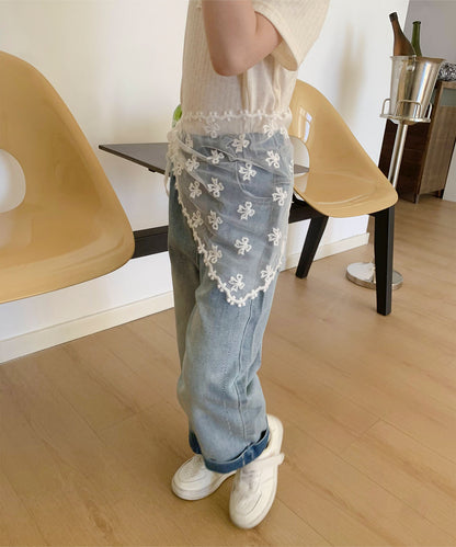【aimoha-KIDS-】キッズ　レースハンカチ付き　デニムパンツ