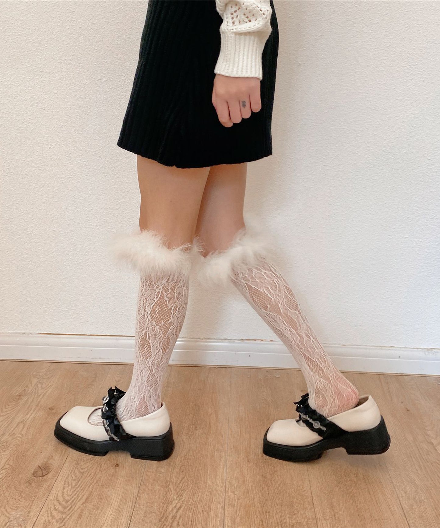【Jasmine】フワフワレースハイソックス
