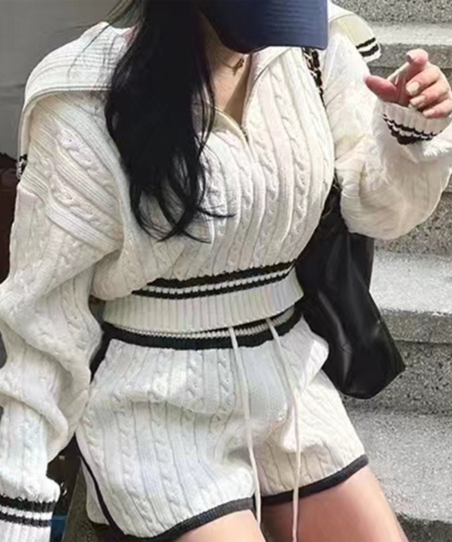 【Jasmine】ケーブル編みプルオーバー＋ショートパンツ