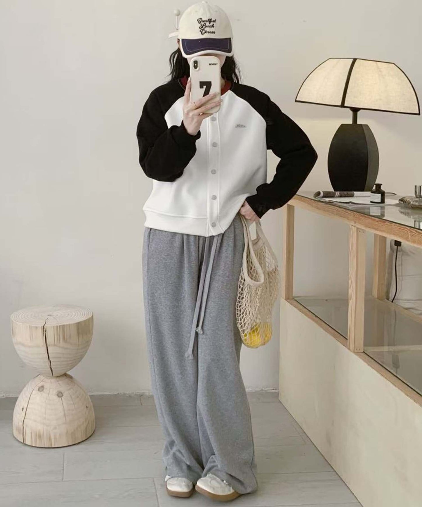 ラグランスリーブボタンカーディガン