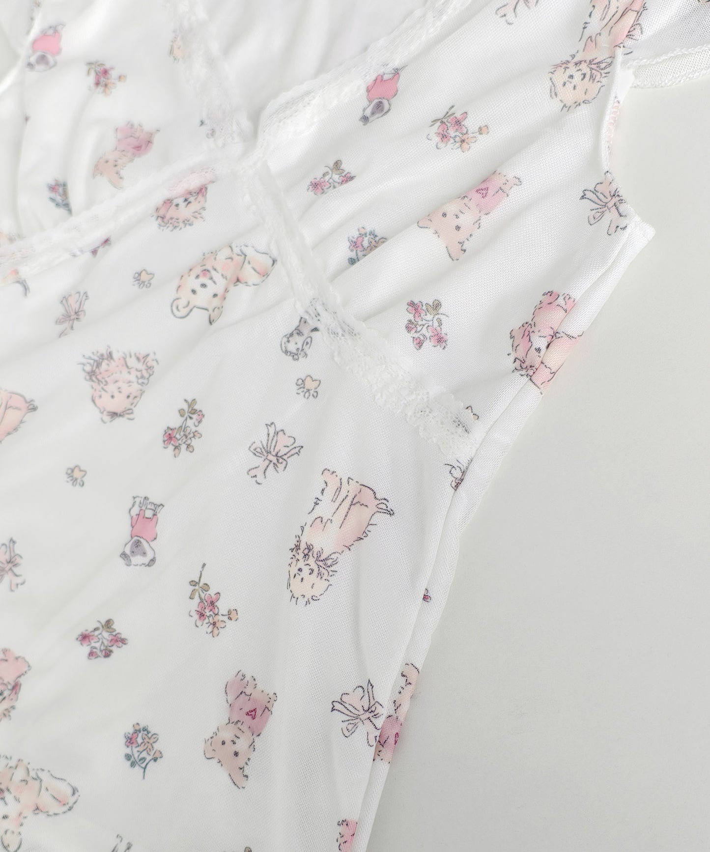 HOOK for girls　透かし編みレース切り替え半袖ニットTシャツ