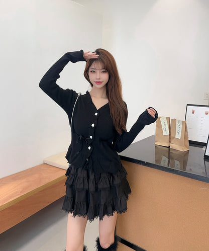 【Jasmine】リボンフリルショートカーディガン