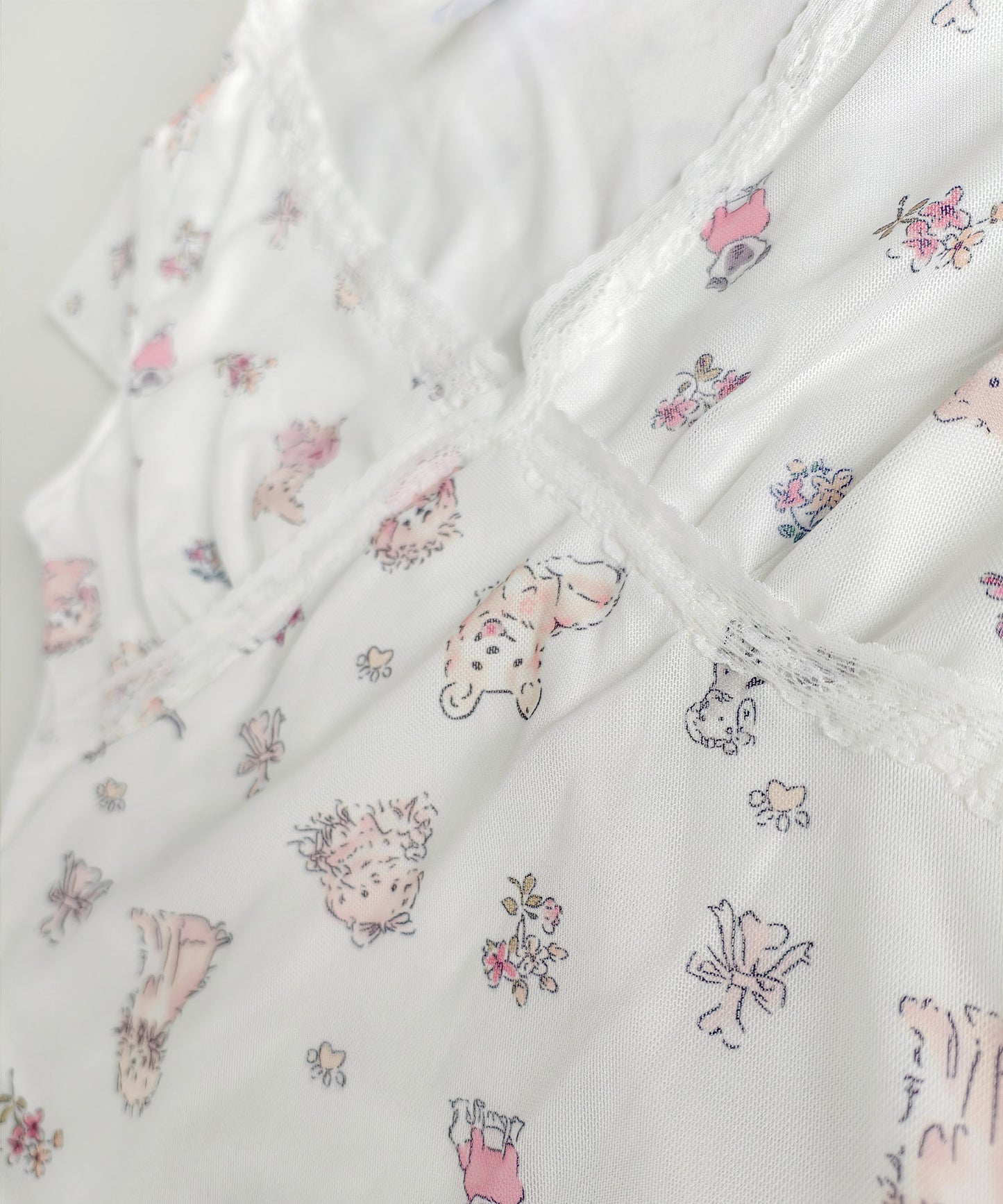 HOOK for girls　透かし編みレース切り替え半袖ニットTシャツ