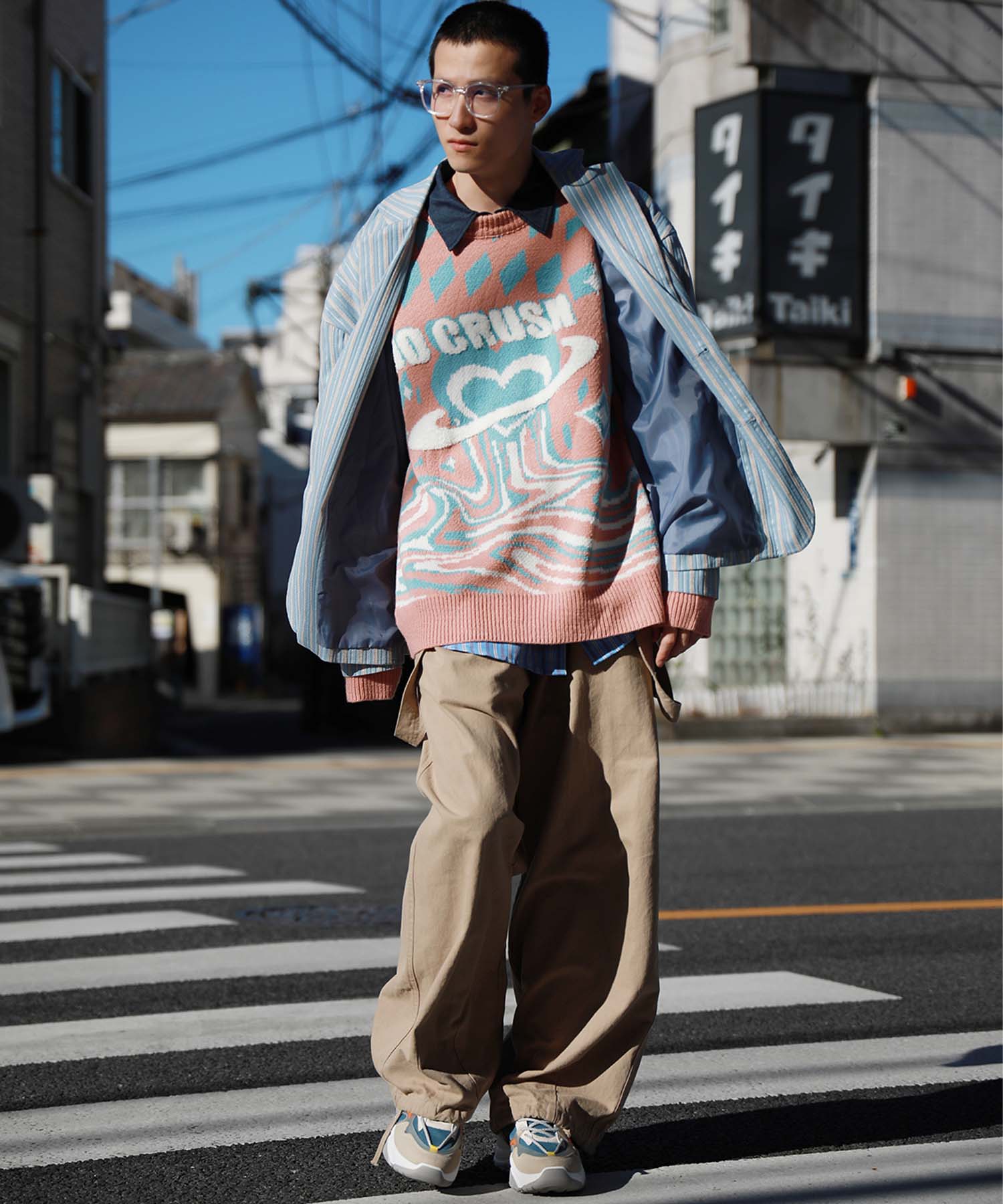 HOOK -original-　レトロ調ストライプ柄テーラードジャケット