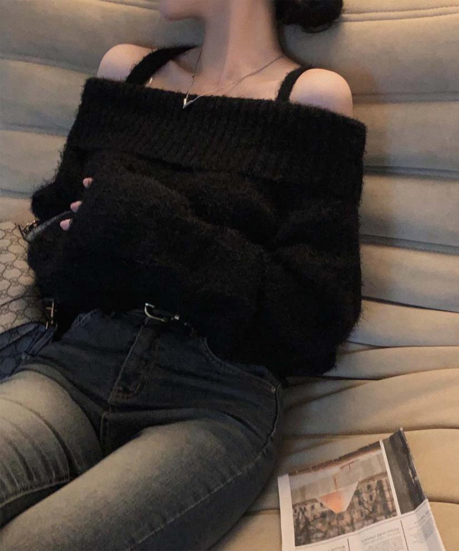 【Jasmine】オフショルダーニットプルオーバー