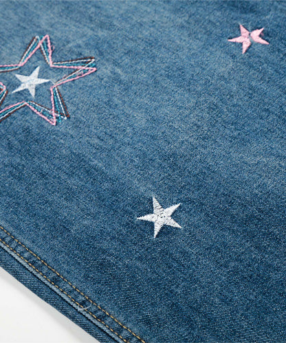 HOOK -select- 　スター刺繍デザイン ワイドデニムパンツ