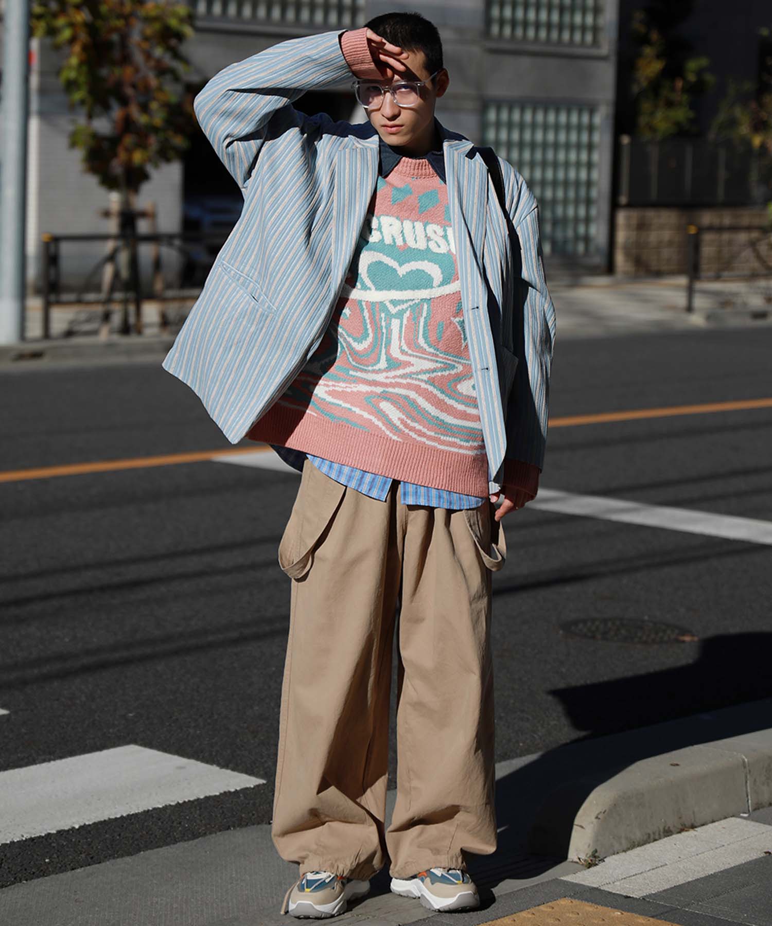 HOOK -original-　レトロ調ストライプ柄テーラードジャケット