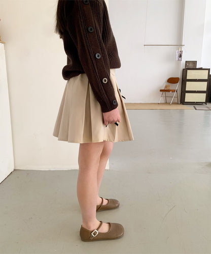 【aimoha-KIDS-】リボンプリーツスカート