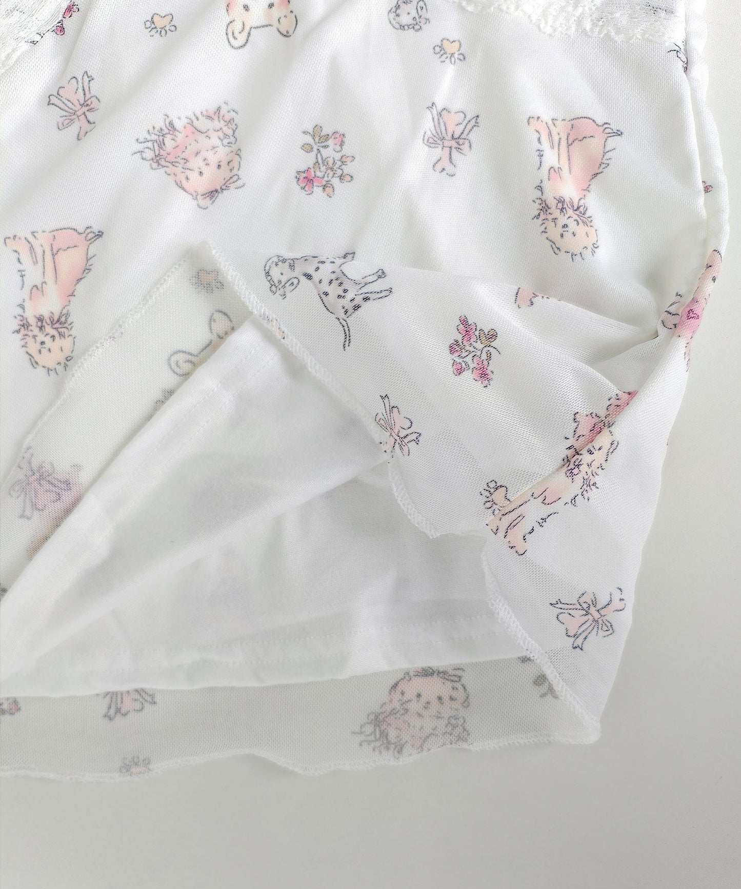 HOOK for girls　透かし編みレース切り替え半袖ニットTシャツ