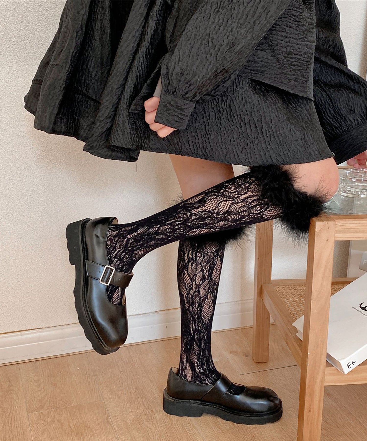 【Jasmine】フワフワレースハイソックス
