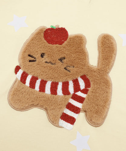 ふわふわネコ刺繍 半袖ポロシャツ (SS)