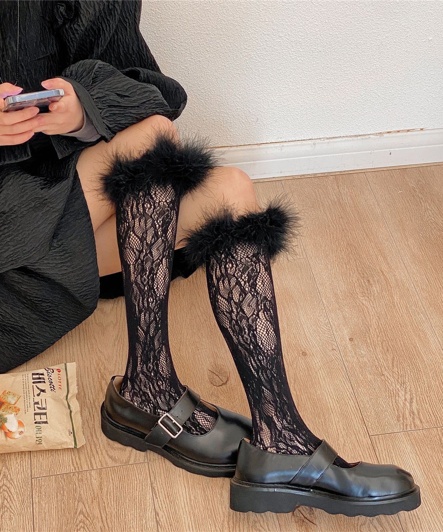 【Jasmine】フワフワレースハイソックス