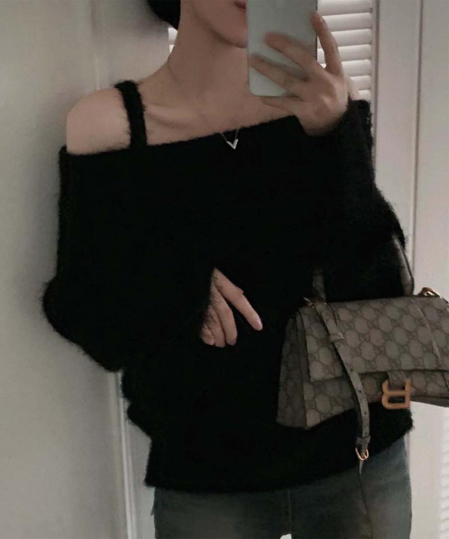 【Jasmine】オフショルダーニットプルオーバー