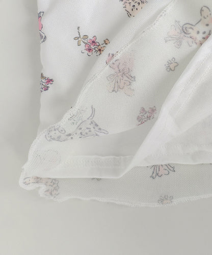 HOOK for girls　透かし編みレース切り替え半袖ニットTシャツ
