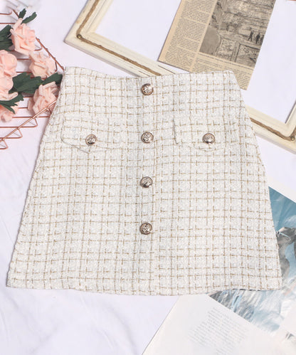 【Jasmine】ツイードフロントボタンミニスカート