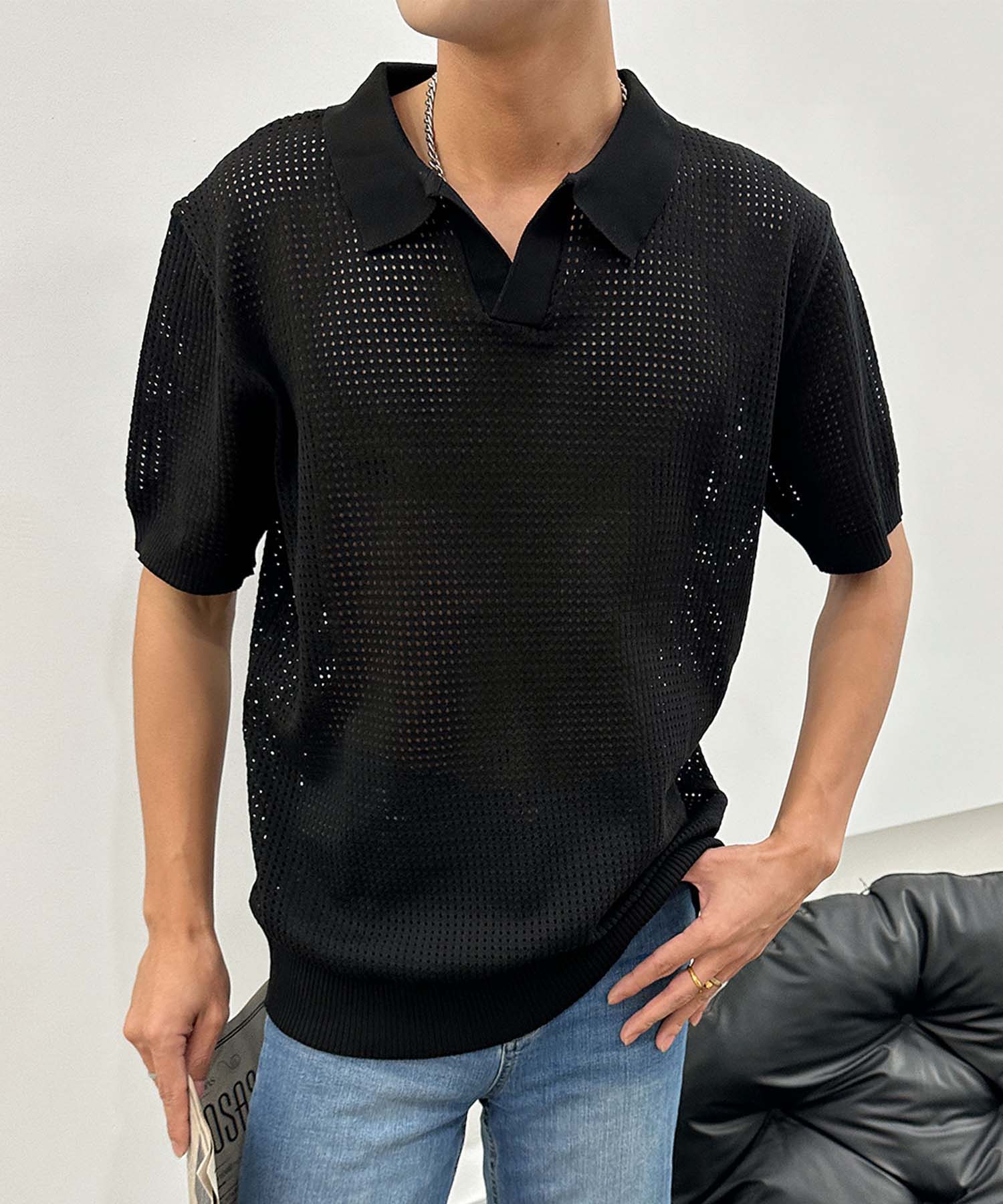 aimoha men Sheer Light Polo Top