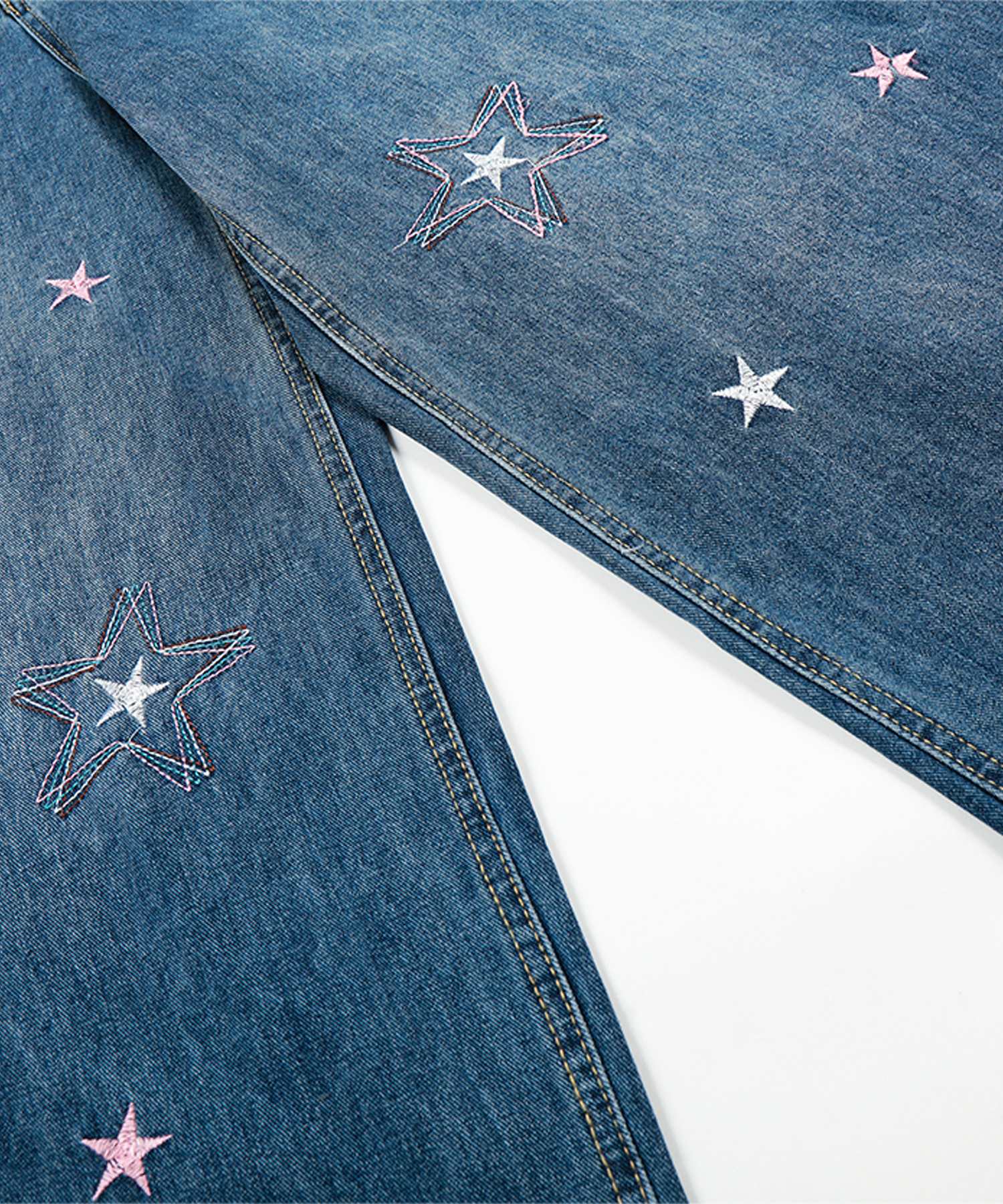 HOOK -select- 　スター刺繍デザイン ワイドデニムパンツ