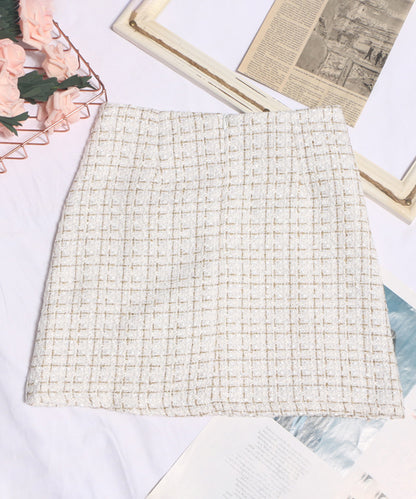 【Jasmine】ツイードフロントボタンミニスカート