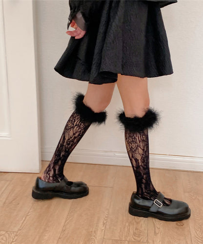 【Jasmine】フワフワレースハイソックス
