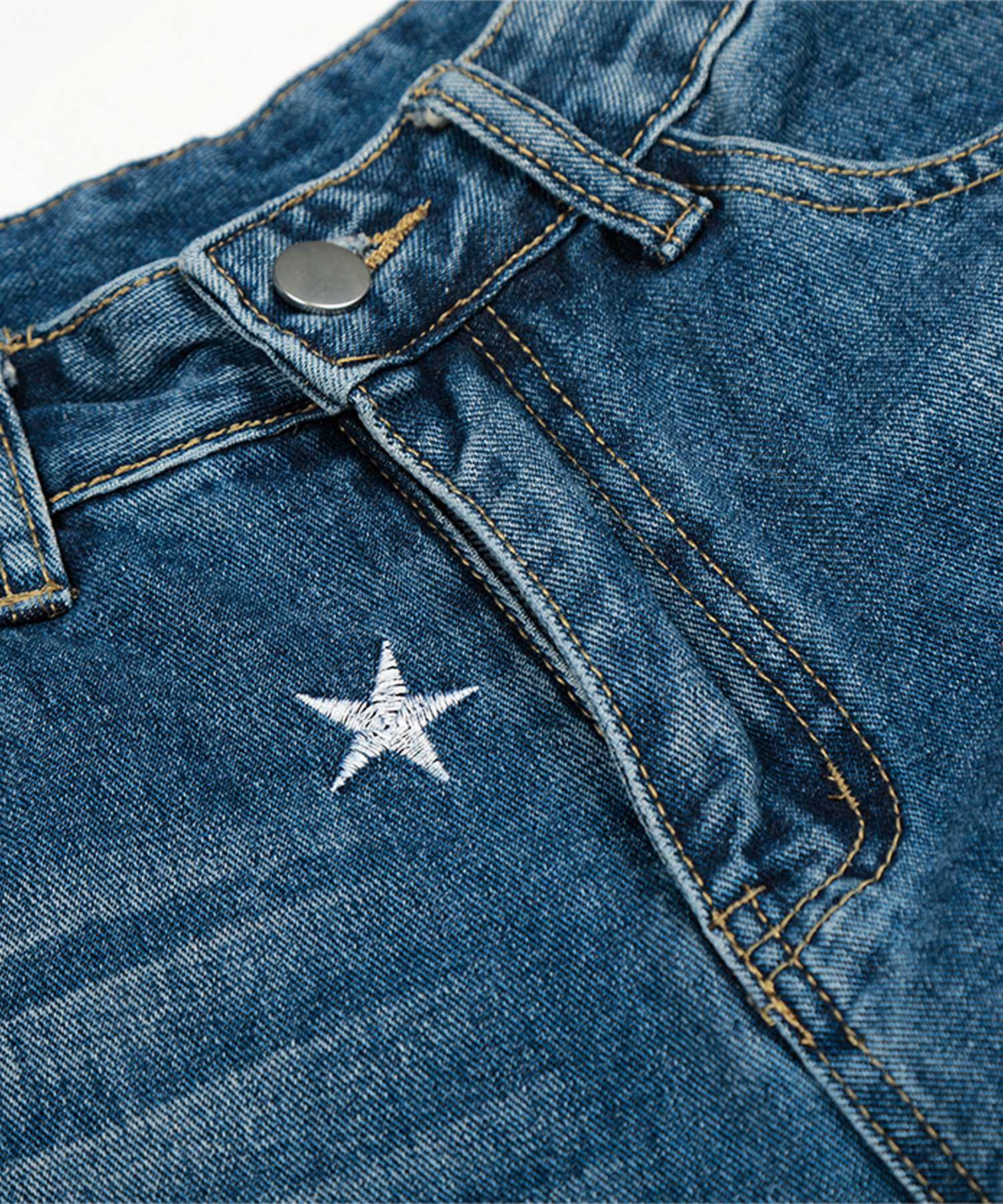 HOOK -select- 　スター刺繍デザイン ワイドデニムパンツ