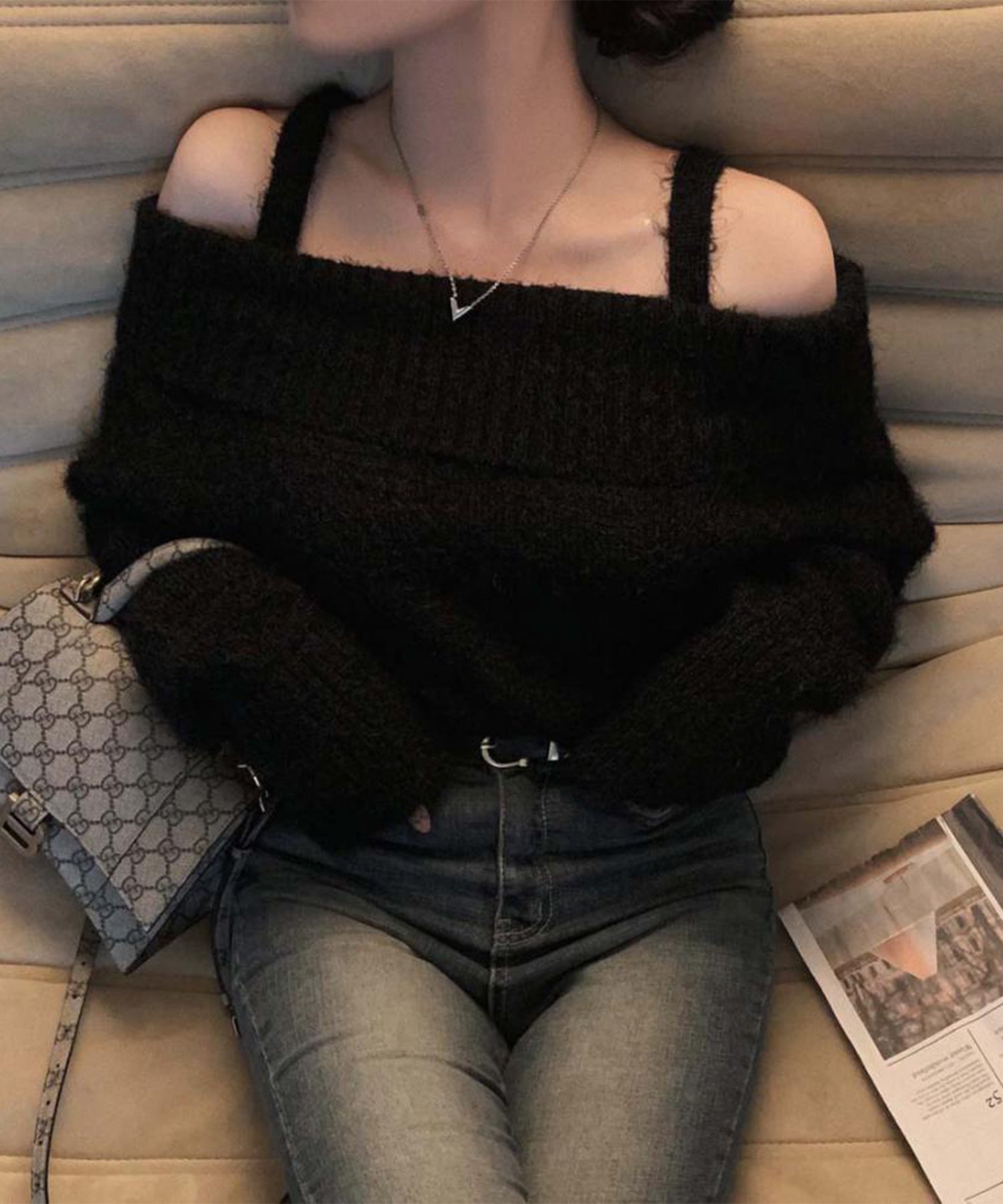 【Jasmine】オフショルダーニットプルオーバー