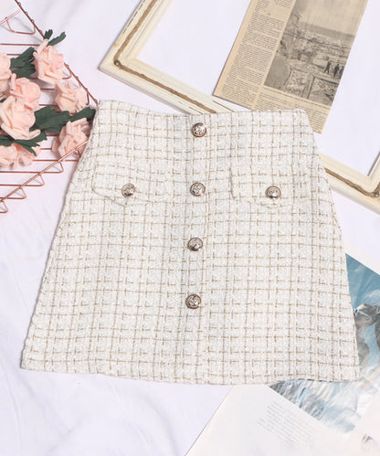 【Jasmine】ツイードフロントボタンミニスカート