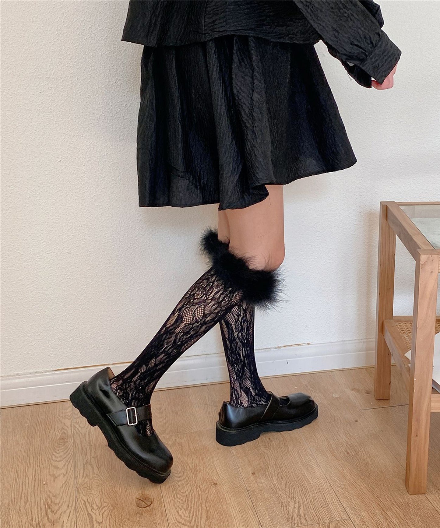 【Jasmine】フワフワレースハイソックス