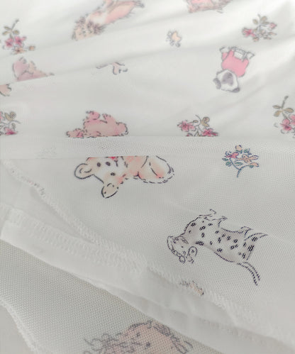 HOOK for girls　透かし編みレース切り替え半袖ニットTシャツ