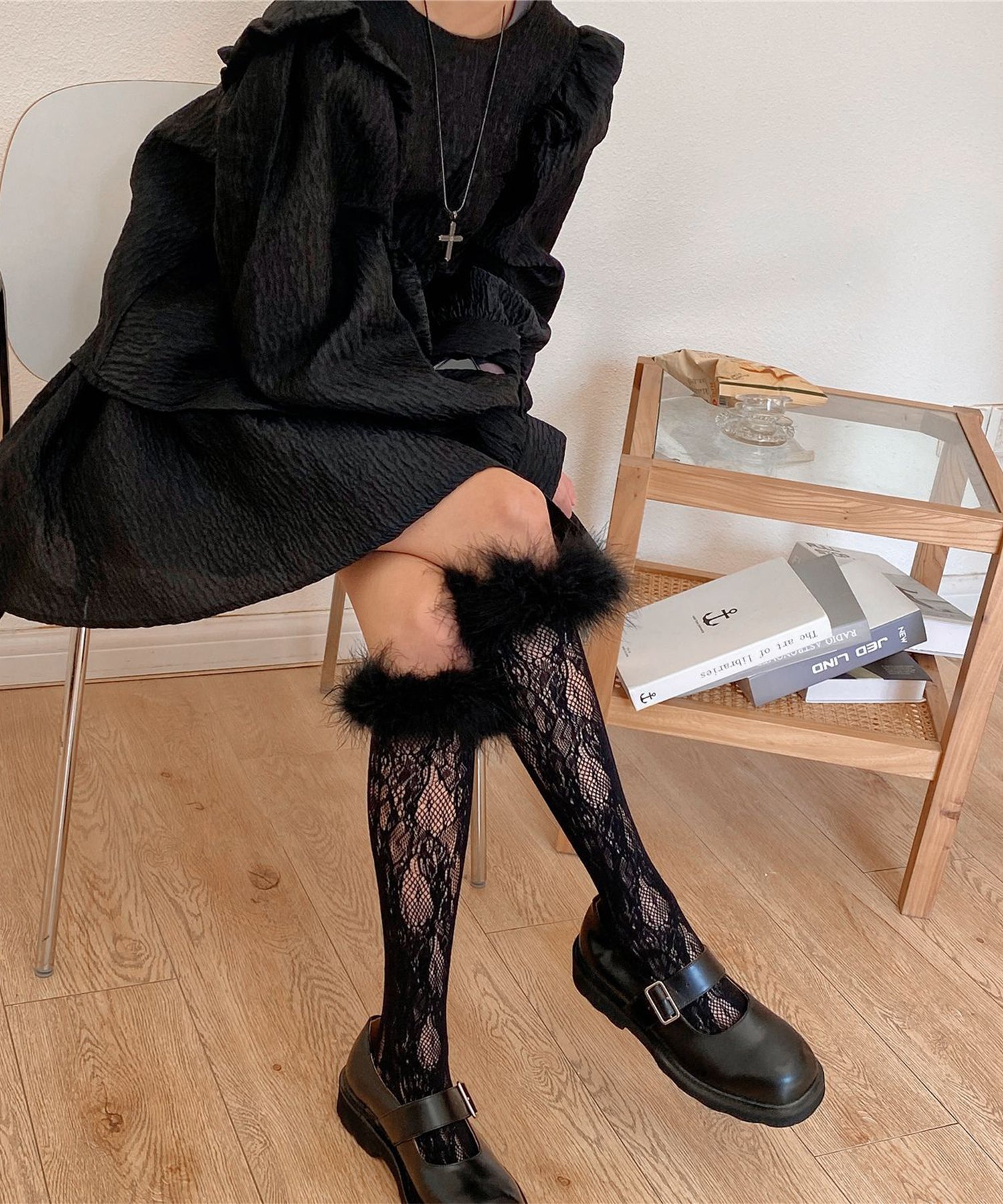 【Jasmine】フワフワレースハイソックス