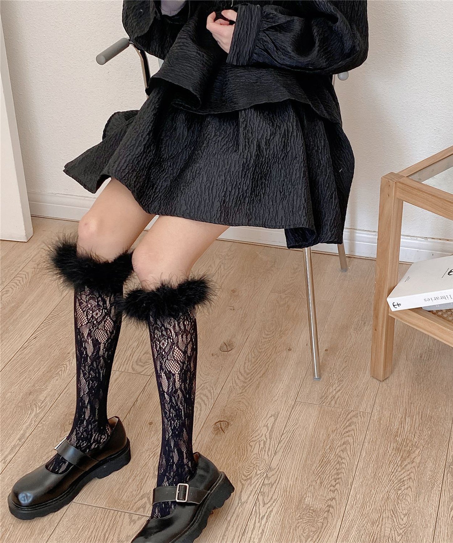 【Jasmine】フワフワレースハイソックス