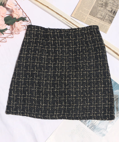 【Jasmine】ツイードフロントボタンミニスカート
