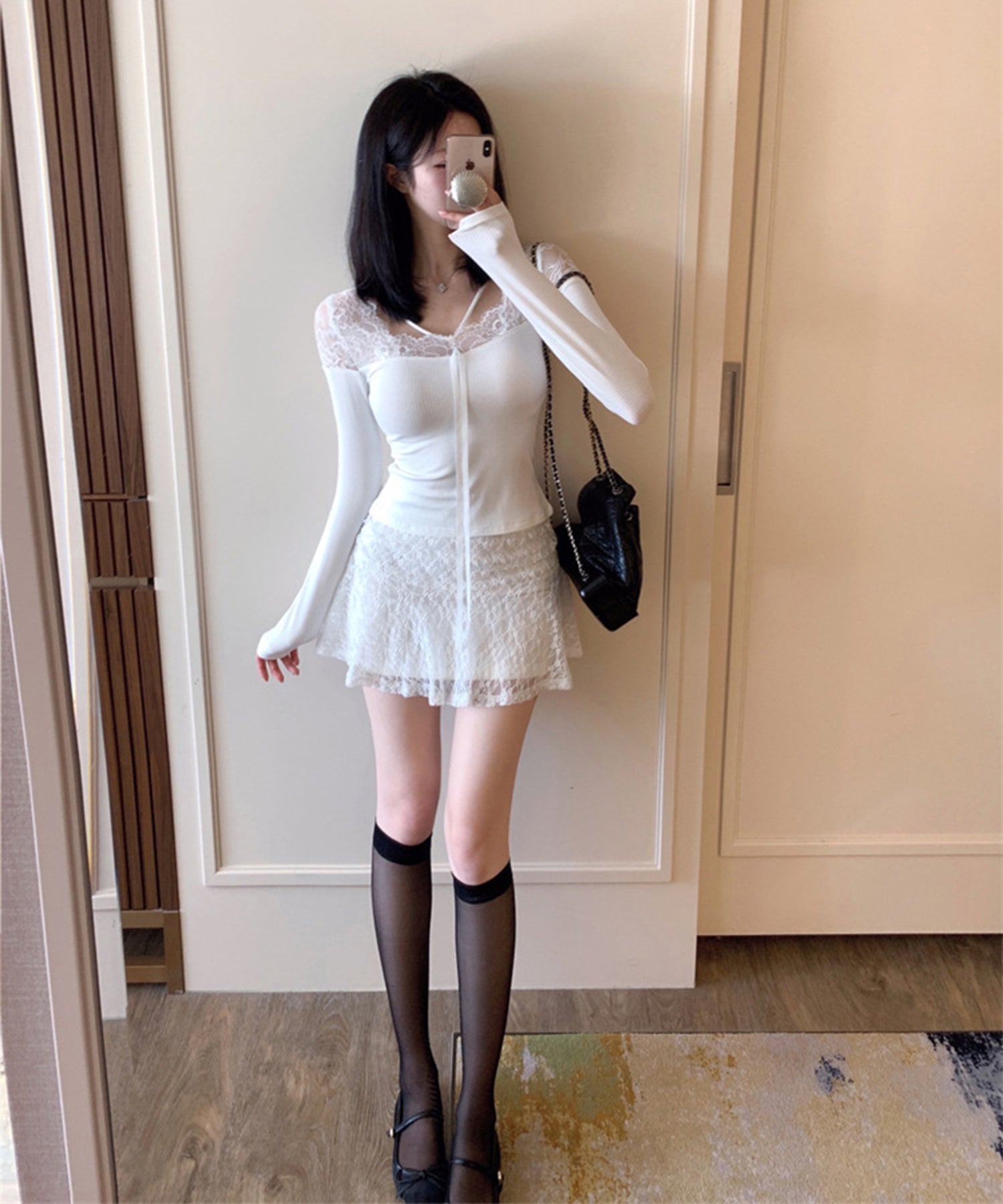 【Jasmine】レースドッキングスリムTシャツ