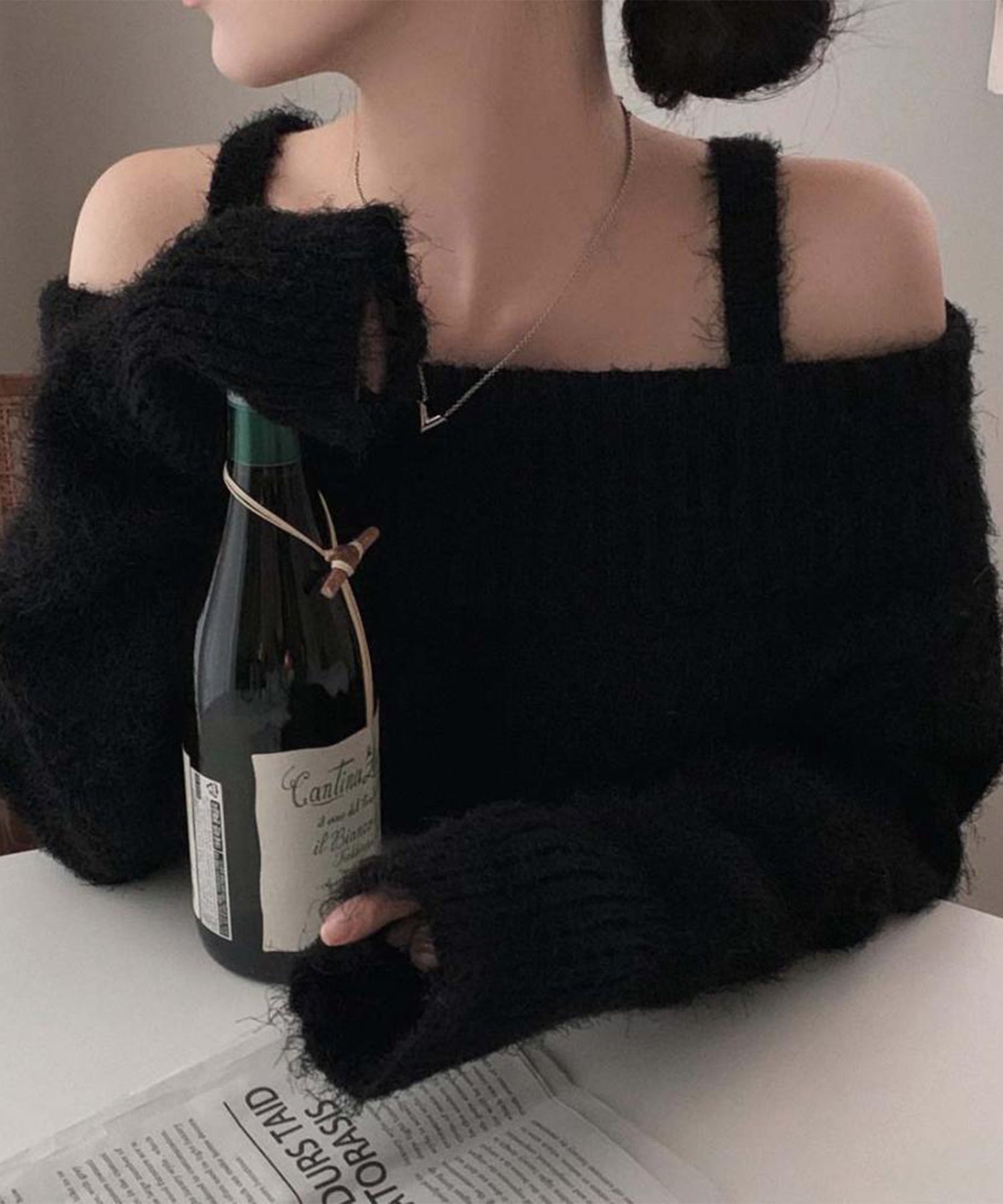 【Jasmine】オフショルダーニットプルオーバー