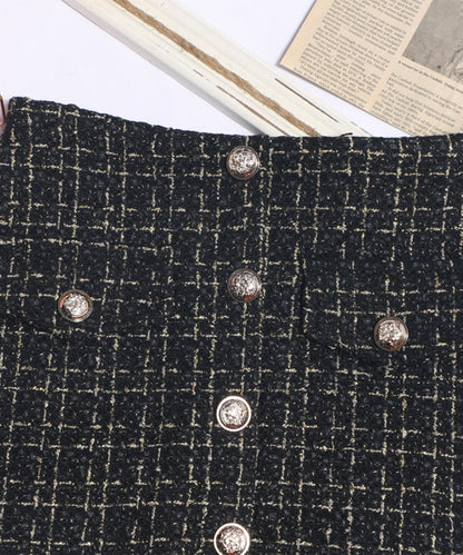 【Jasmine】ツイードフロントボタンミニスカート