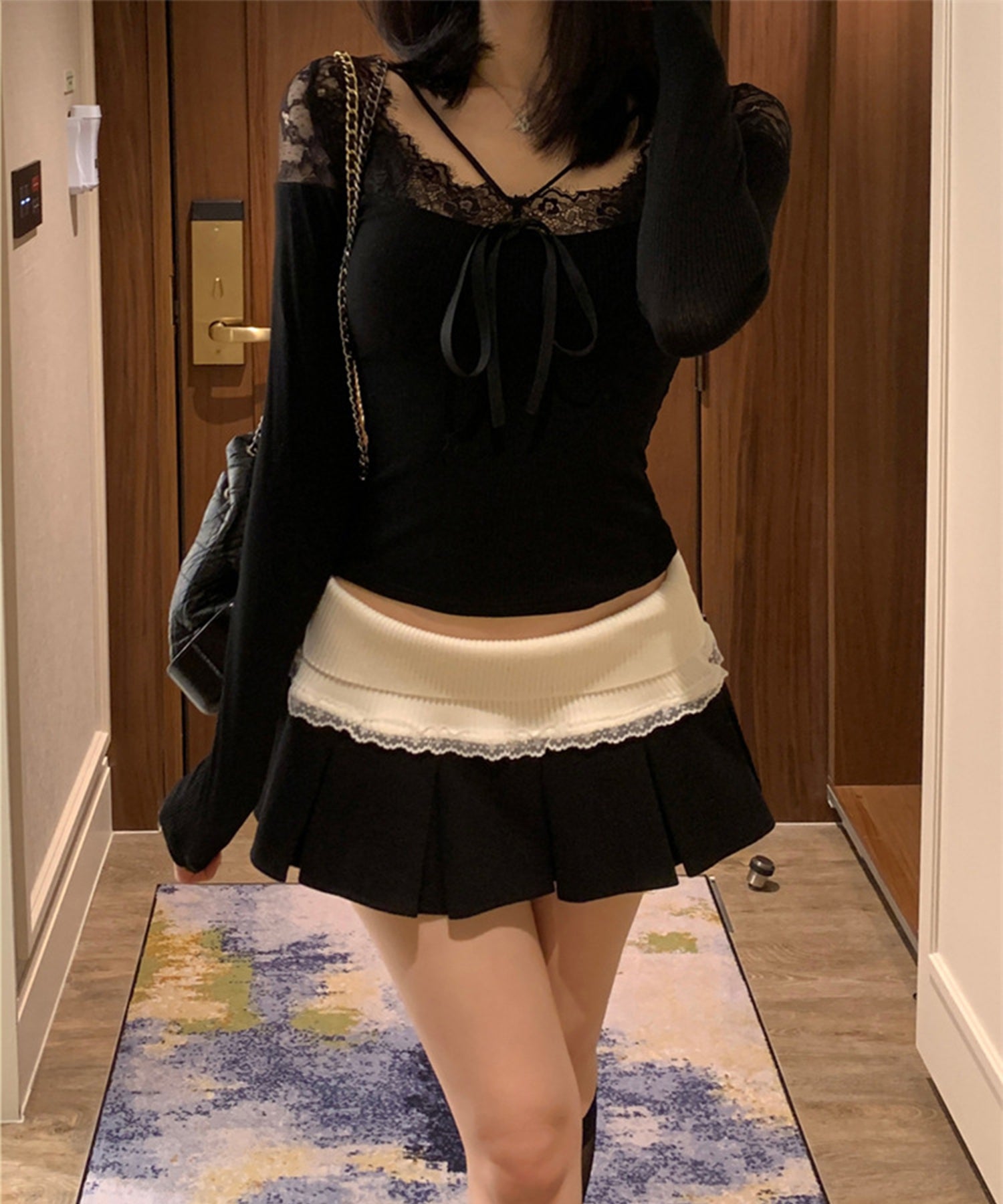 【Jasmine】レースドッキングスリムTシャツ