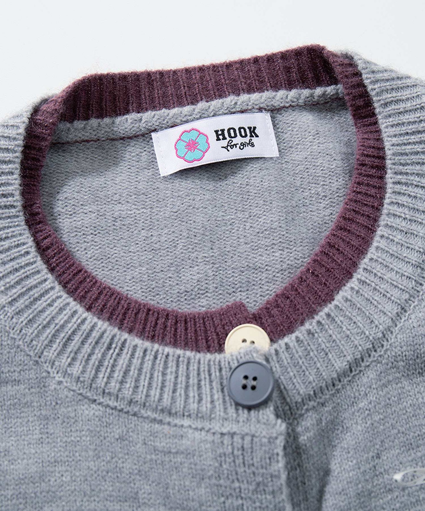 HOOK for girls　ドットポケット配色カーディガン