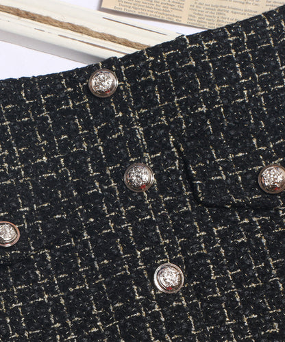 【Jasmine】ツイードフロントボタンミニスカート