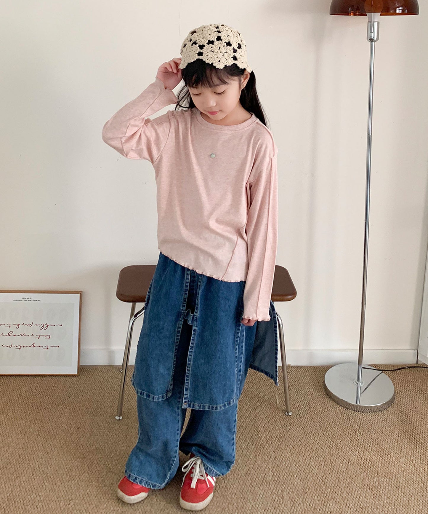【aimoha-KIDS-】キッズ　アシメ切り替えカットソー