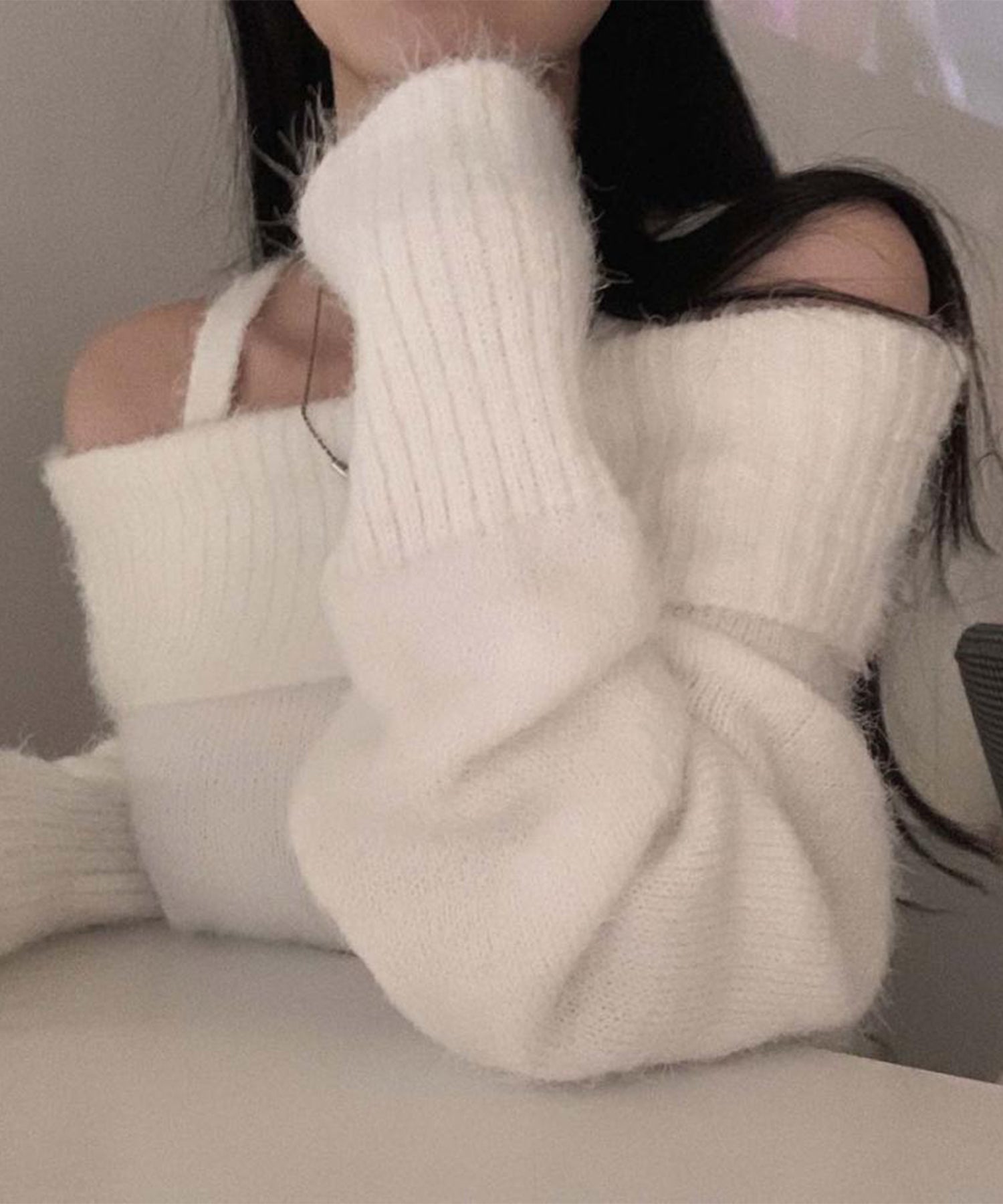 【Jasmine】オフショルダーニットプルオーバー