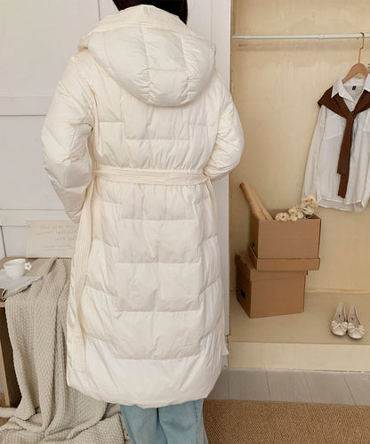 ウエストリボン付きロングダウンコート