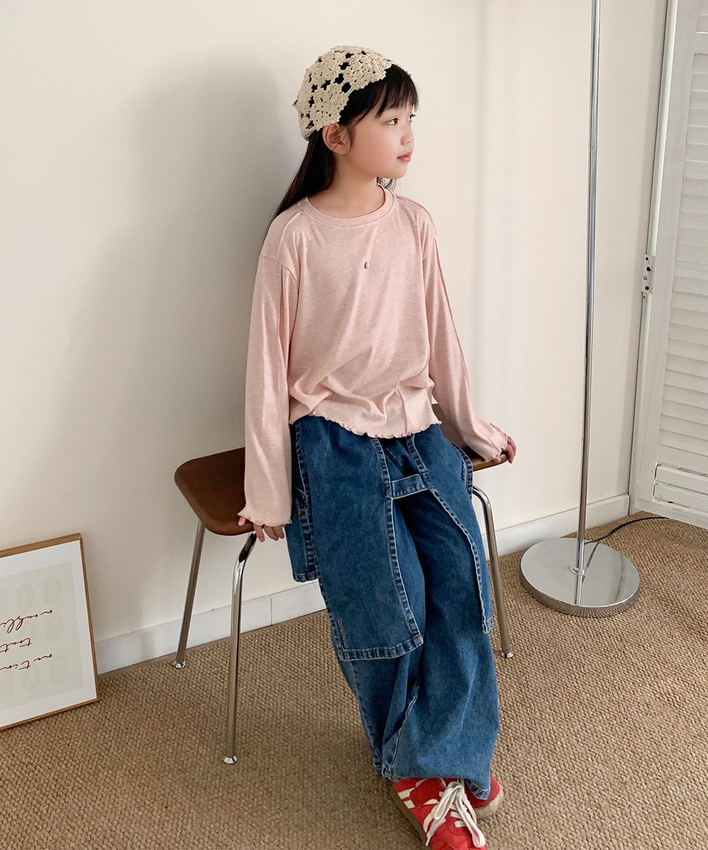 【aimoha-KIDS-】キッズ　アシメ切り替えカットソー