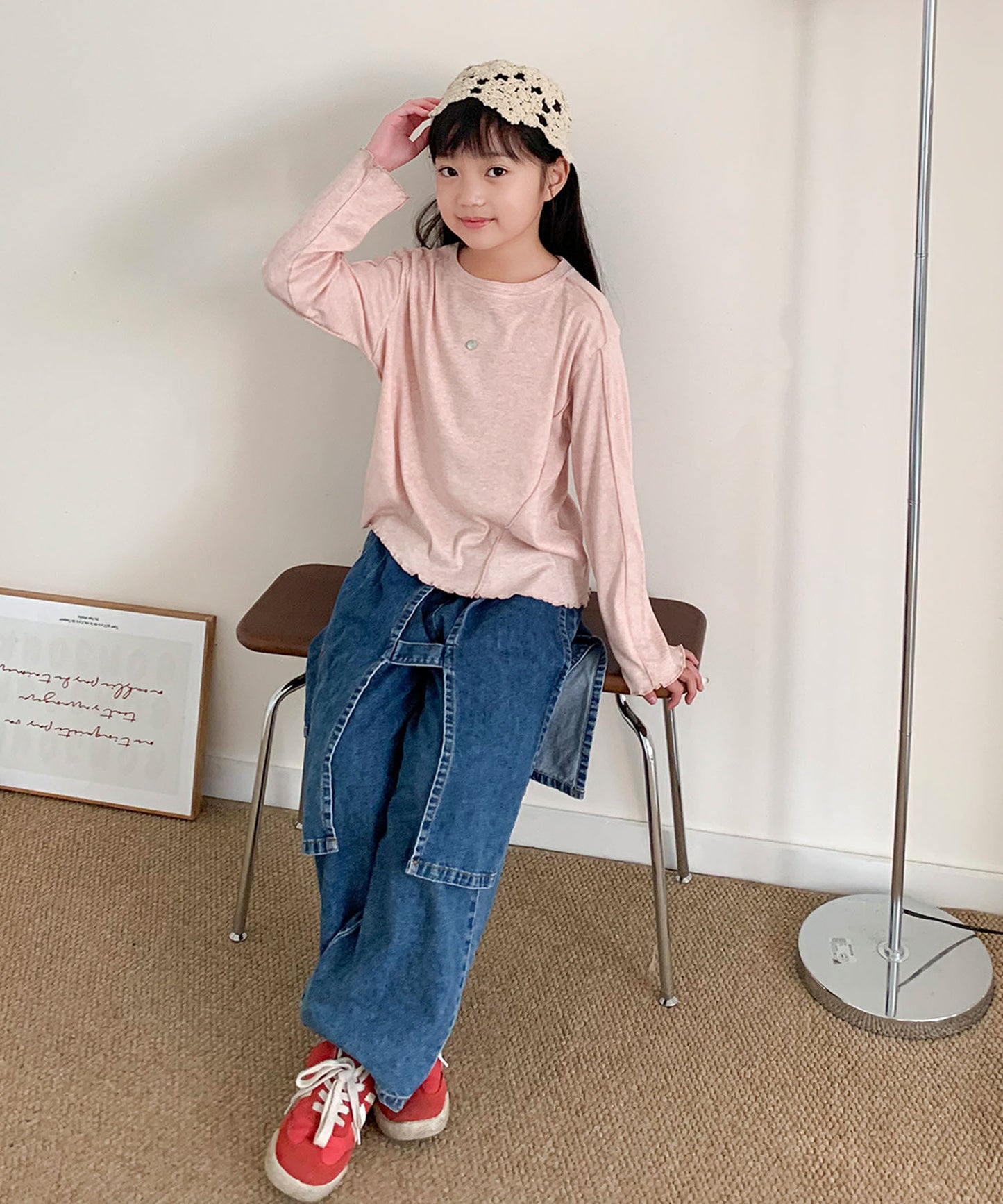 【aimoha-KIDS-】キッズ　アシメ切り替えカットソー