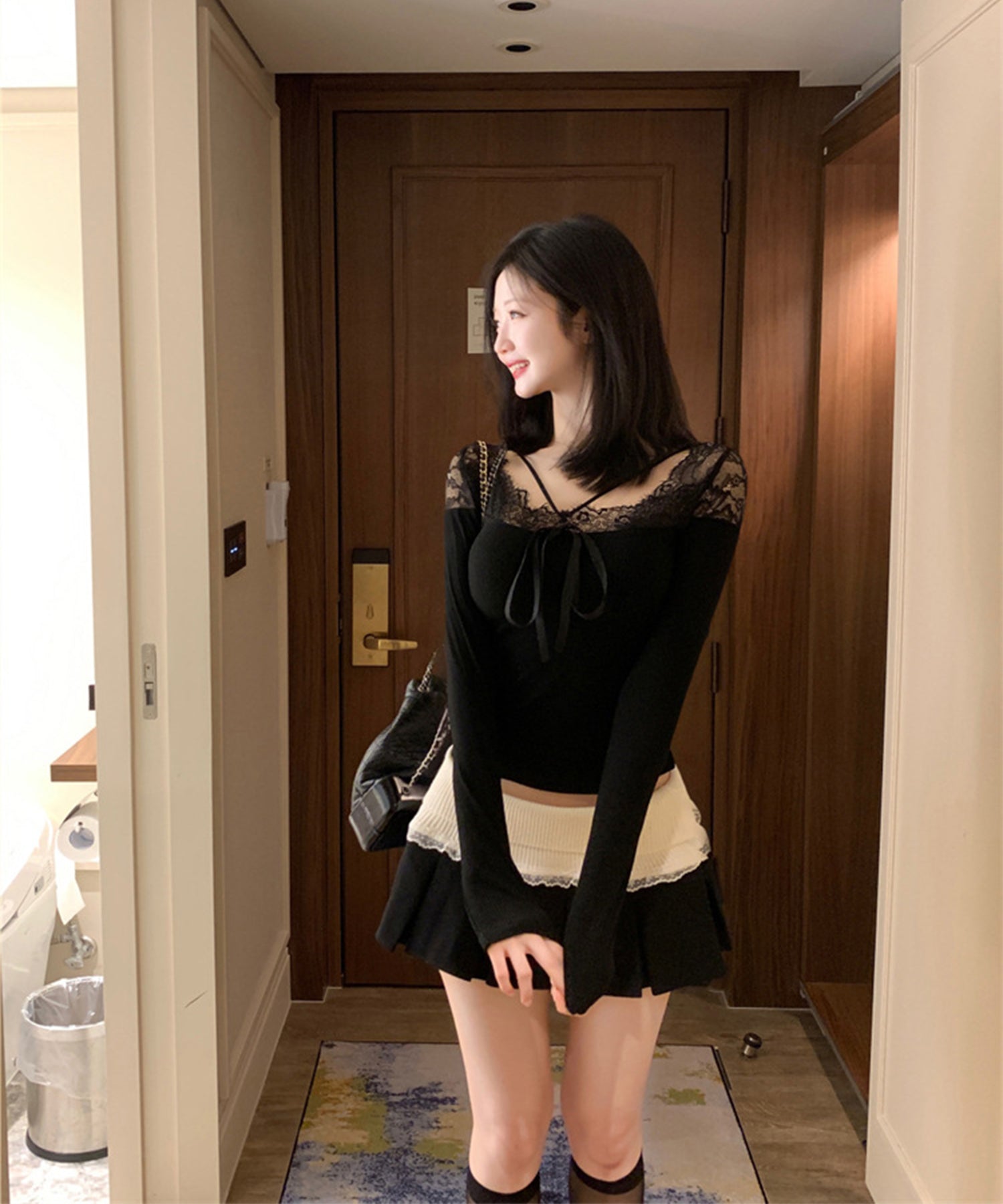 【Jasmine】レースドッキングスリムTシャツ