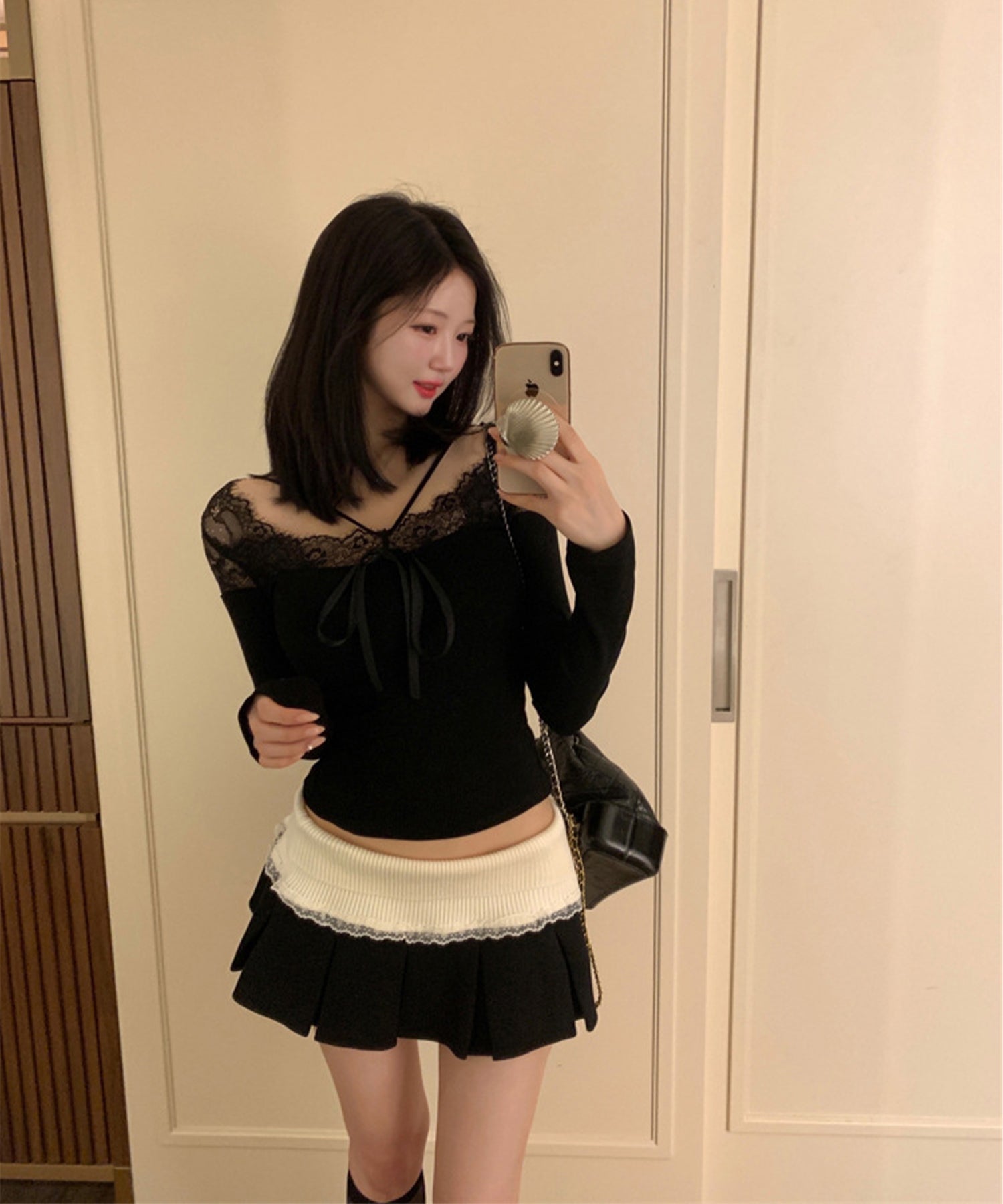 【Jasmine】レースドッキングスリムTシャツ