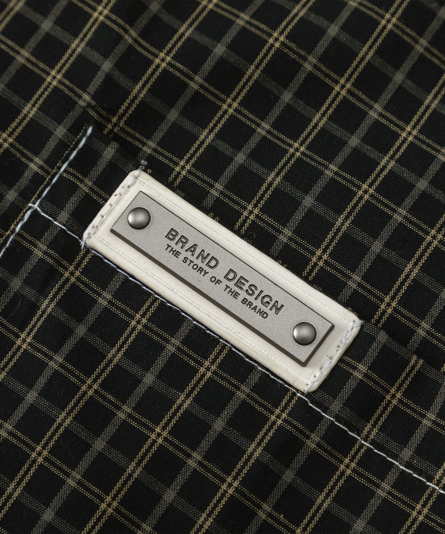 ネクタイ付き半袖グリッドチェックシャツ (SS)