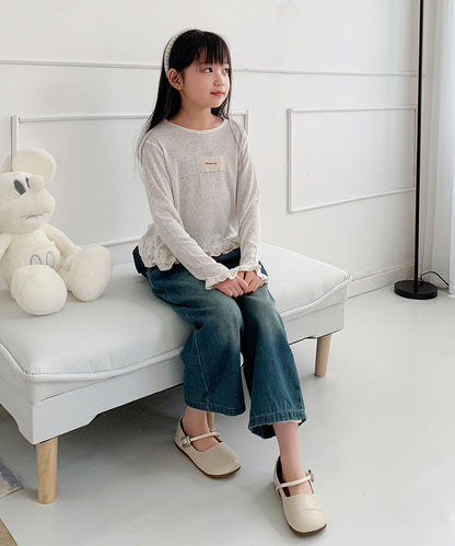 【aimoha-KIDS-】キッズ　フリルニットプルオーバー