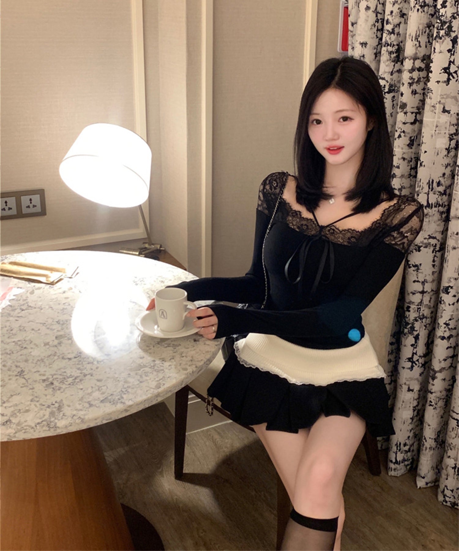 【Jasmine】レースドッキングスリムTシャツ