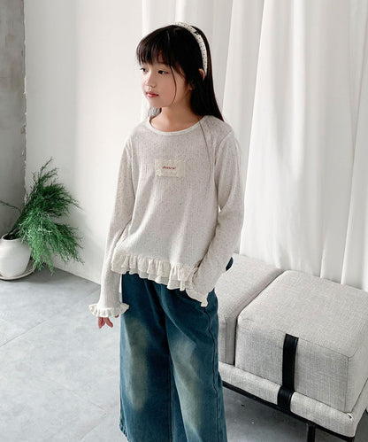 【aimoha-KIDS-】キッズ　フリルニットプルオーバー