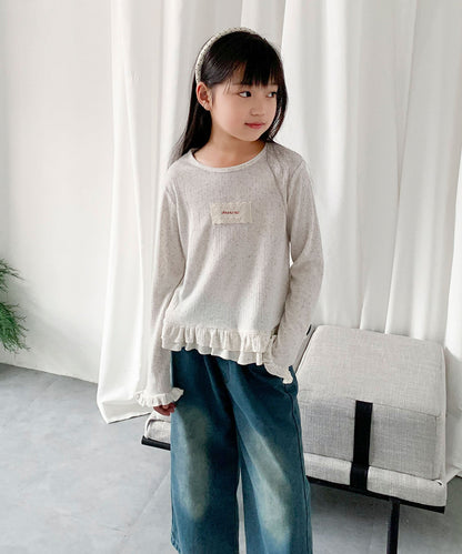 【aimoha-KIDS-】キッズ　フリルニットプルオーバー