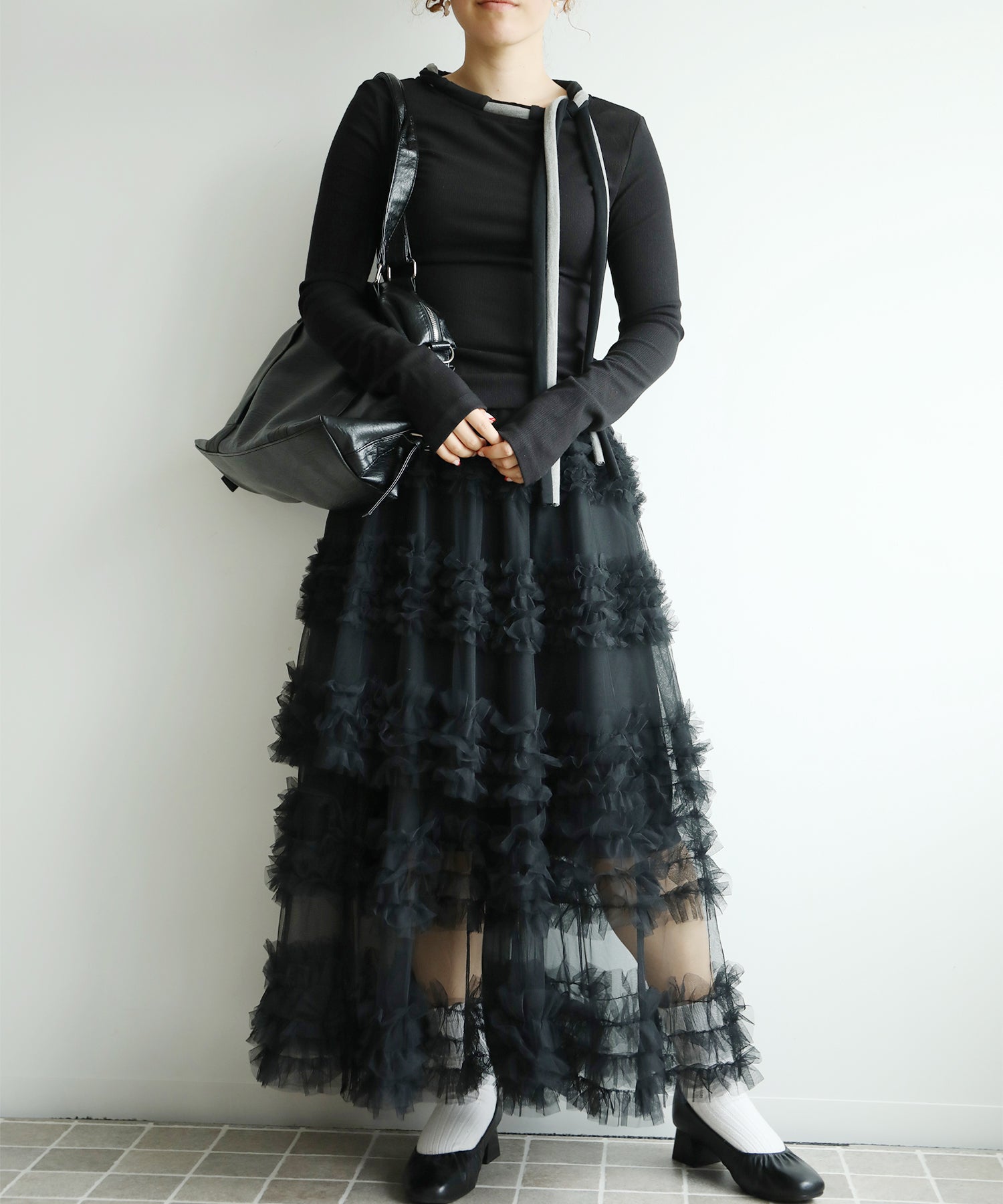 フリルティアードチュールスカート